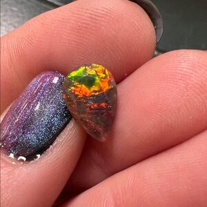 Vibrant Faceted Teardrop Black Opal Ethiopian Loose Gemstone With Rich Fire! 🔥